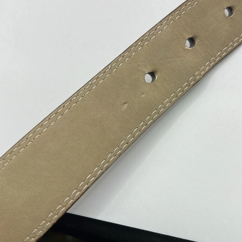 Mens Brown Faux Leather Belt Silver Buckle